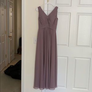 Taupe/purple bridesmaids dress